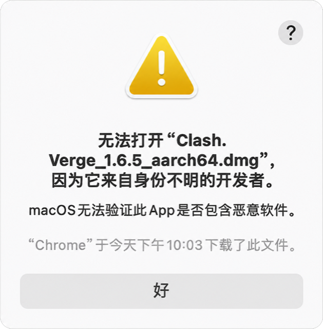 macOS 提示无法验证 Clash Verge Rev 开发者